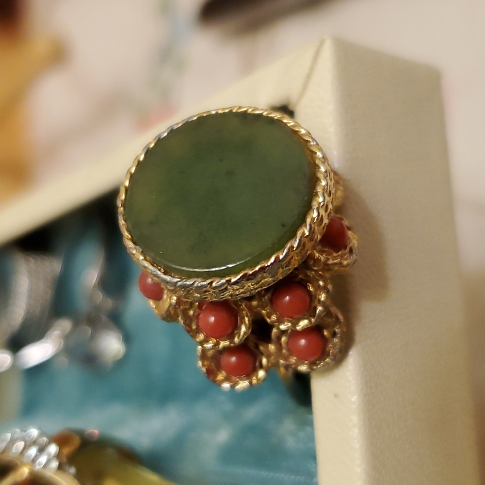 Vintage Svoboda Adjustable Jade Ring